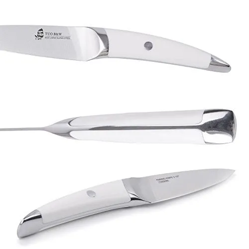 TUO Cutlery B&W Series 3.5 inch Paring Knife ,Japanese 440 Super Stainless Steel Sharp Blade,Perfect for Detailed Cutting and Peeling with ABS Well Balanced Handle