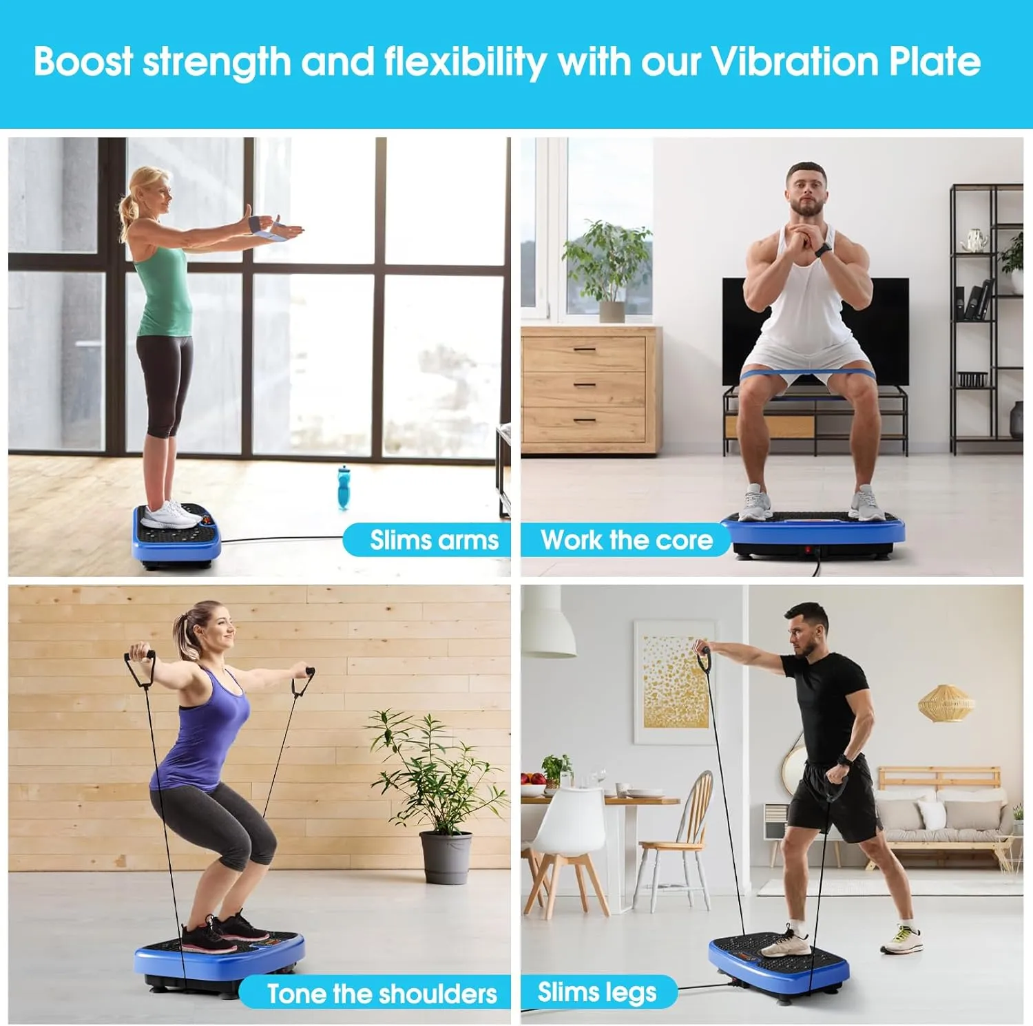 Vibration Plate Exercise Machine for Lymphatic Drainage Weight Loss,SoftGym Power Vibration Plate 300-400 Lbs Capacity Full Whole Body Workout Vibration Platform,Waver Vibration Plate for Home Fitness