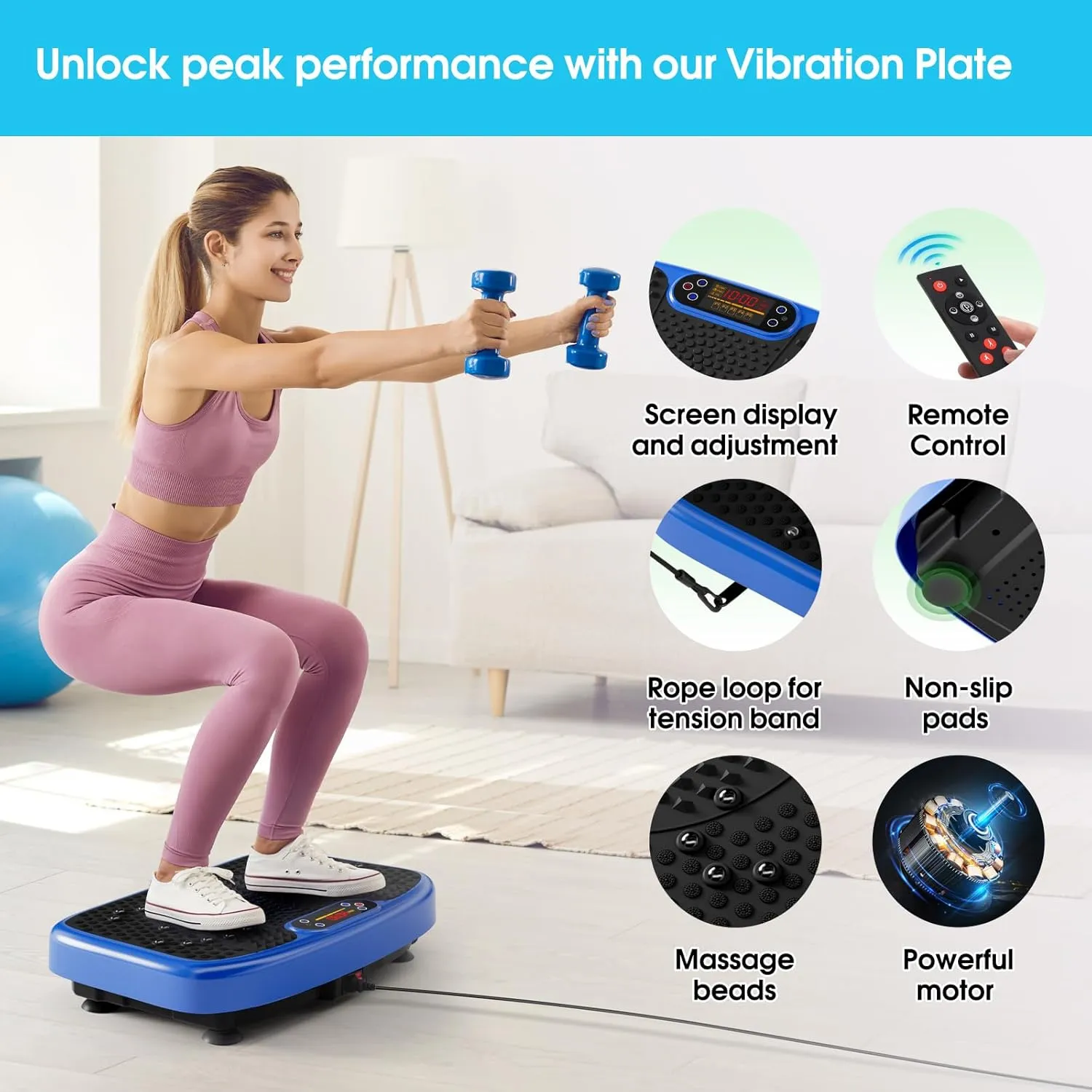 Vibration Plate Exercise Machine for Lymphatic Drainage Weight Loss,SoftGym Power Vibration Plate 300-400 Lbs Capacity Full Whole Body Workout Vibration Platform,Waver Vibration Plate for Home Fitness