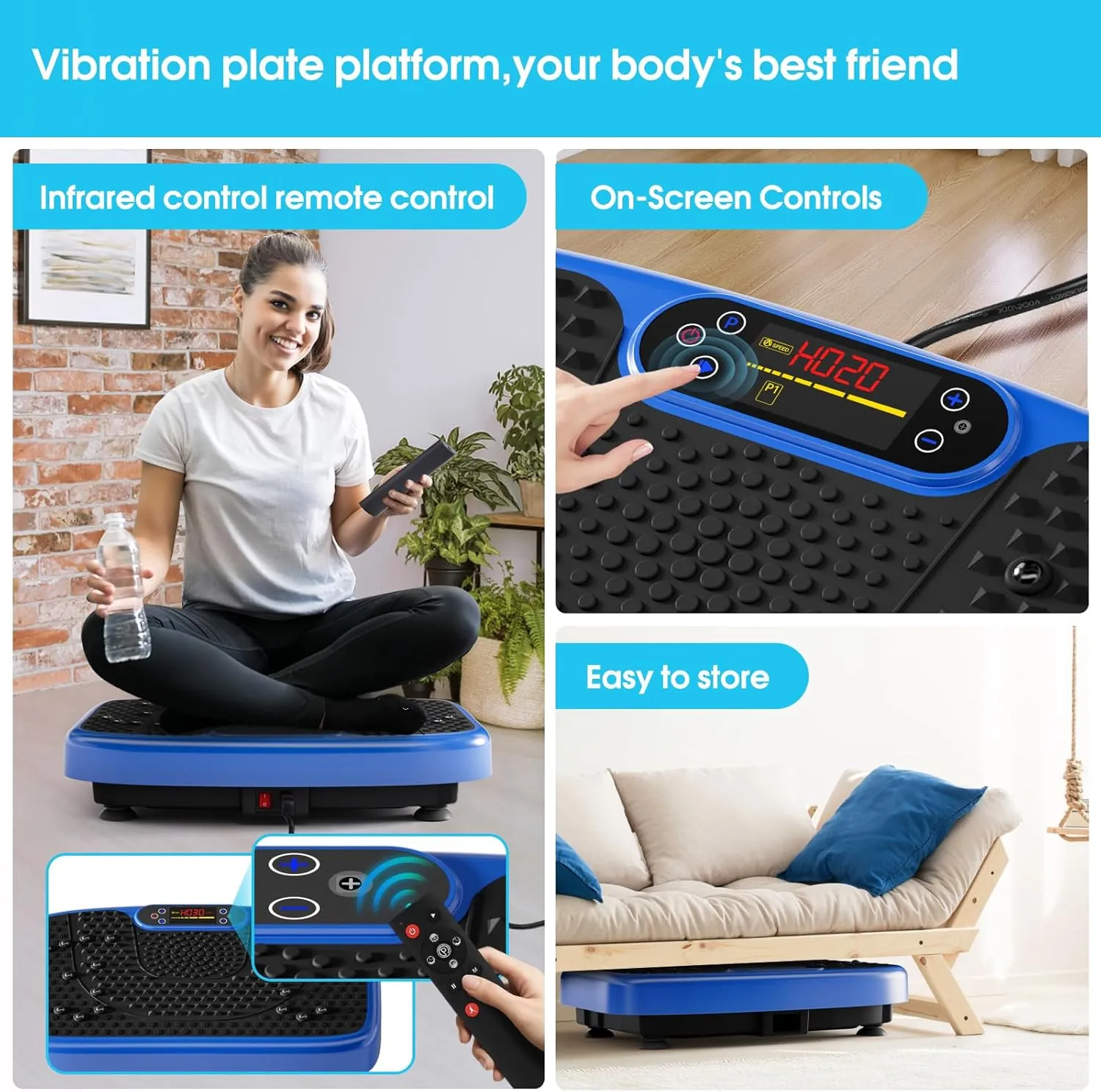 Vibration Plate Exercise Machine for Lymphatic Drainage Weight Loss,SoftGym Power Vibration Plate 300-400 Lbs Capacity Full Whole Body Workout Vibration Platform,Waver Vibration Plate for Home Fitness