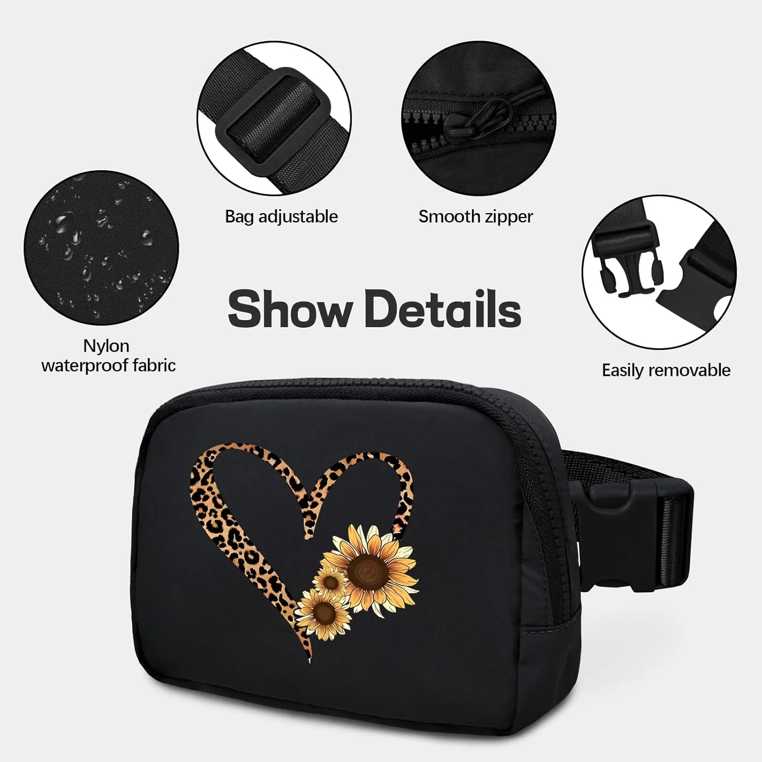 viewm Belt Bag for Women, Waterproof Fanny Packs for Women Men Fanny Pack Crossbody Bags for Women with Adjustable Strap for Travel Fitness Running Hiking