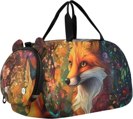 Vintage Fox Orange Carry on Duffel for Boys Overnight Bags Toddler Girls Duffle Bags for Travel Dance Duffle Bag