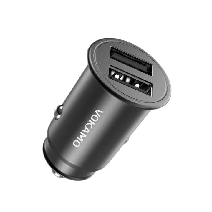 VOKAMO Car Charger Small 4.8A Metal USB Car Charger Fast Car Charge Adapter(Dual USB Ports)