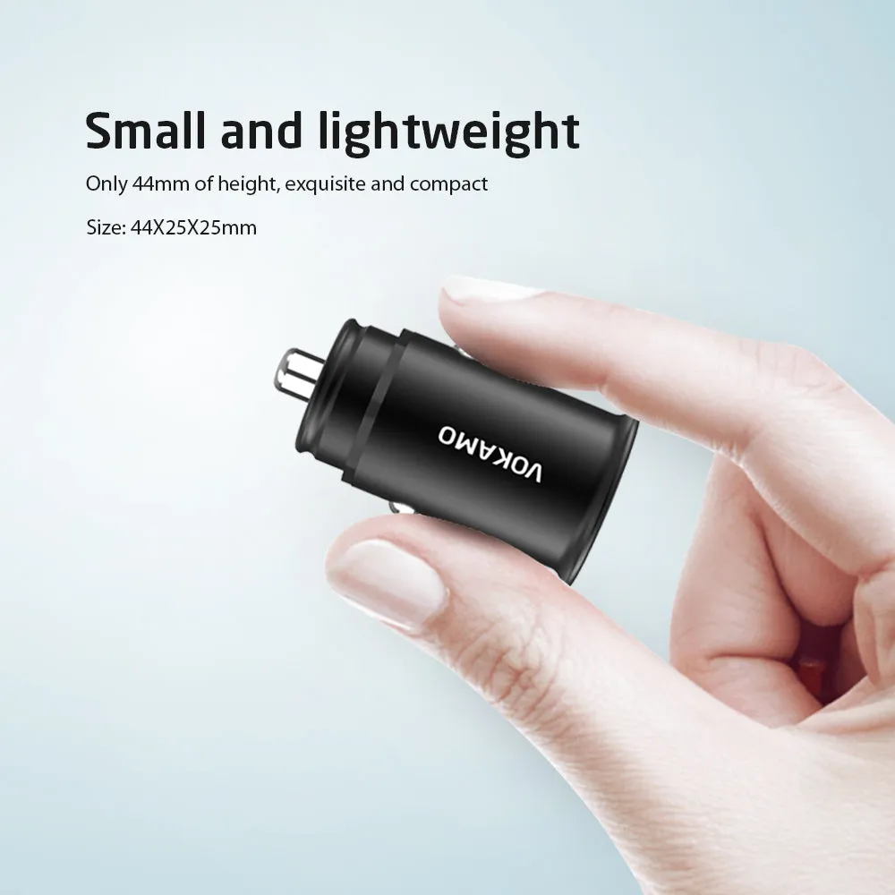 VOKAMO Car Charger Small 4.8A Metal USB Car Charger Fast Car Charge Adapter(Dual USB Ports)