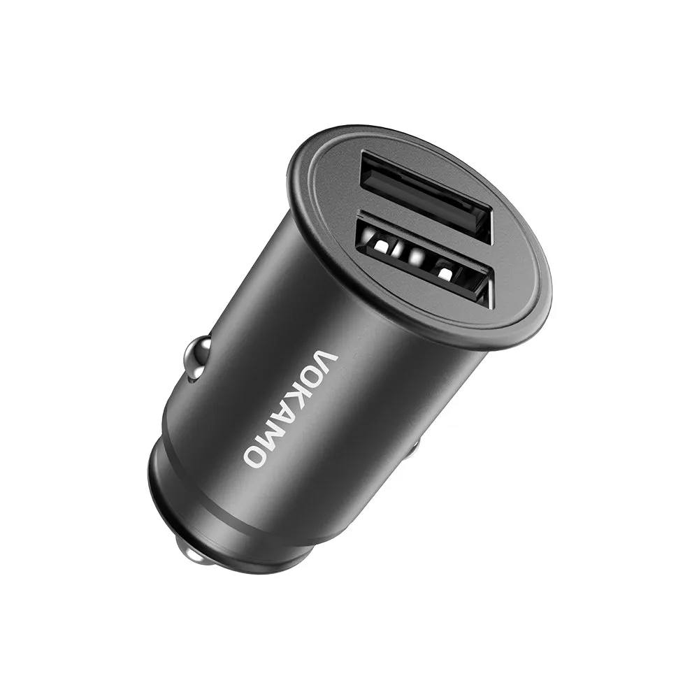 VOKAMO Car Charger Small 4.8A Metal USB Car Charger Fast Car Charge Adapter(Dual USB Ports)