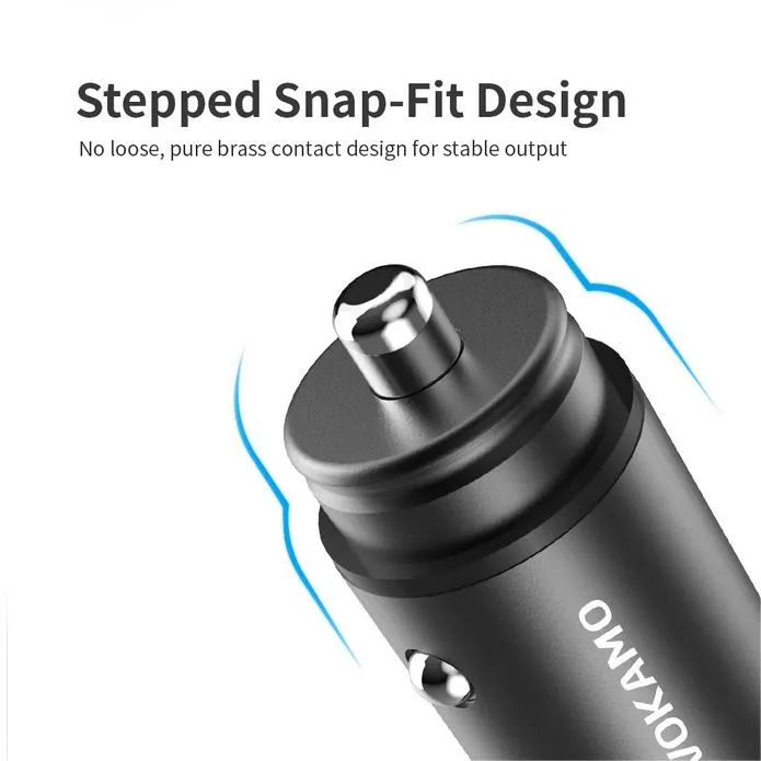 VOKAMO Car Charger Small 4.8A Metal USB Car Charger Fast Car Charge Adapter(Dual USB Ports)