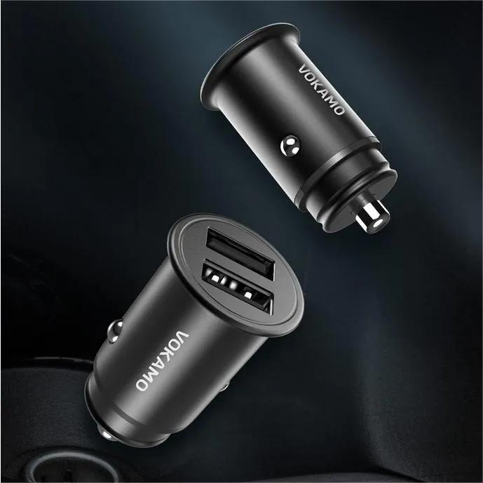 VOKAMO Car Charger Small 4.8A Metal USB Car Charger Fast Car Charge Adapter(Dual USB Ports)