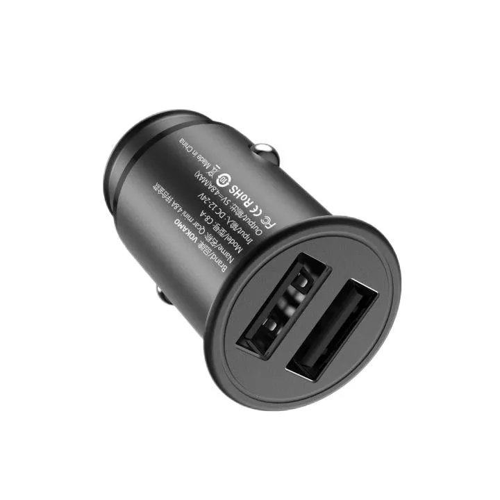 VOKAMO Car Charger Small 4.8A Metal USB Car Charger Fast Car Charge Adapter(Dual USB Ports)