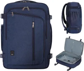 WANDF Expandable 17 Inch Laptop Travel Backpack For Spirit Airlines Personal Item Bag 18x14x8 with Wet Pocket for Men WomenNavy Blue