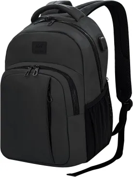 WOLT Laptop Backpack for Men Women for 15.6 Inch and 17 Inch Notebook, Travel Backpack Carry On Flight Approved with Computer Compartment, College Bookbag with USB Charging Port (Black)