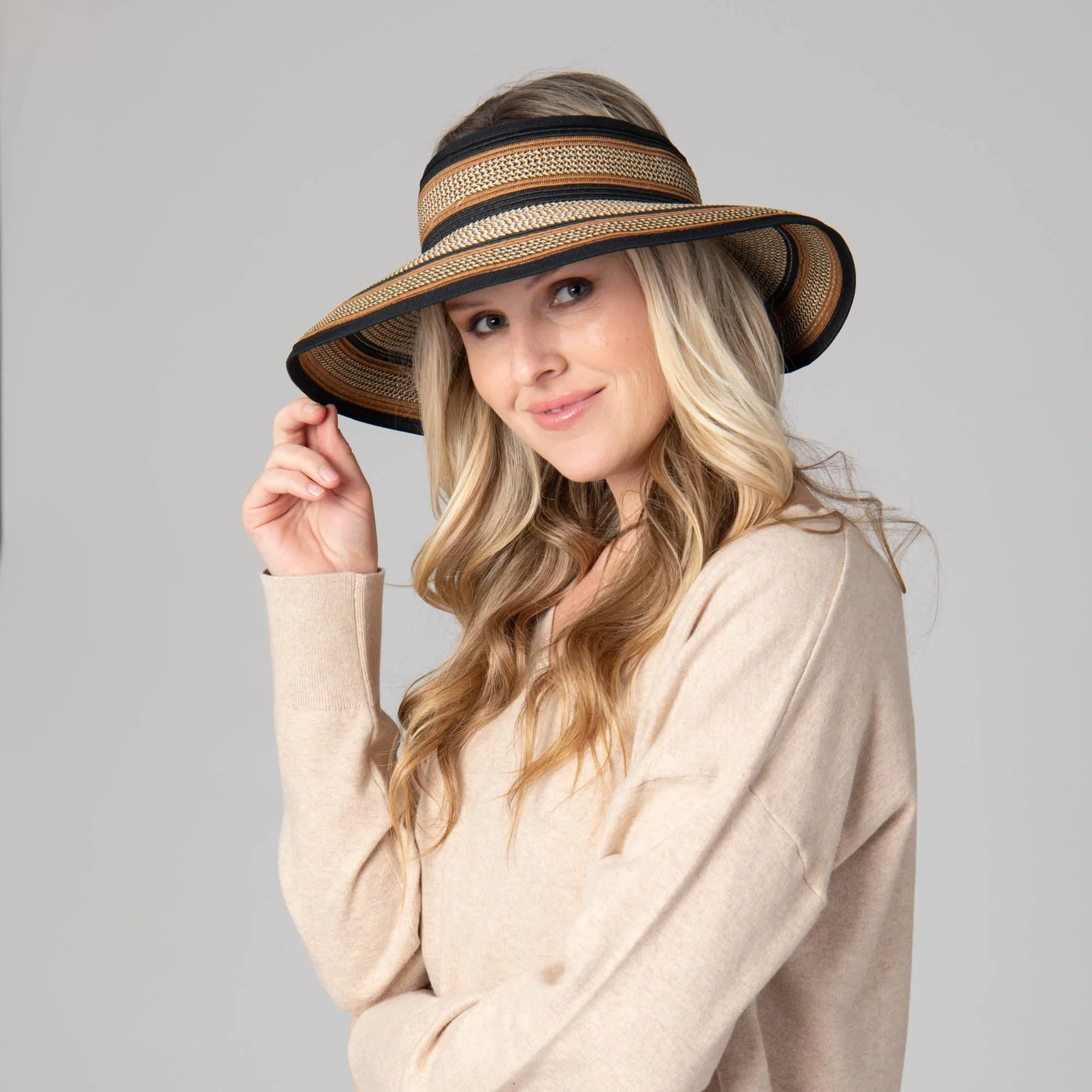 Women's Neutral Colored Ultrabraided Large Brim Packable Visor
