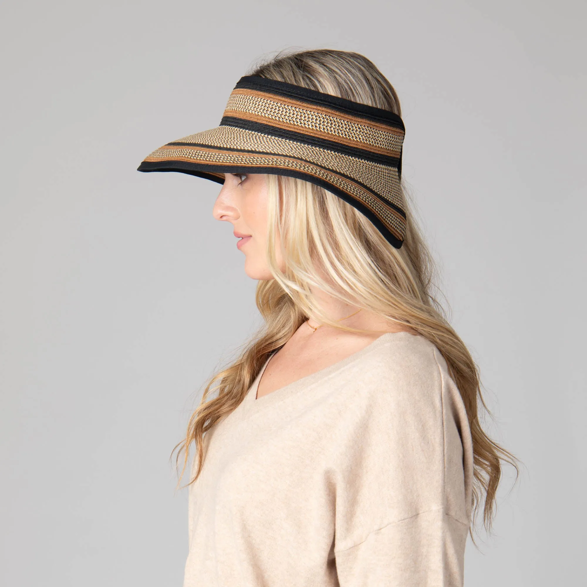 Women's Neutral Colored Ultrabraided Large Brim Packable Visor