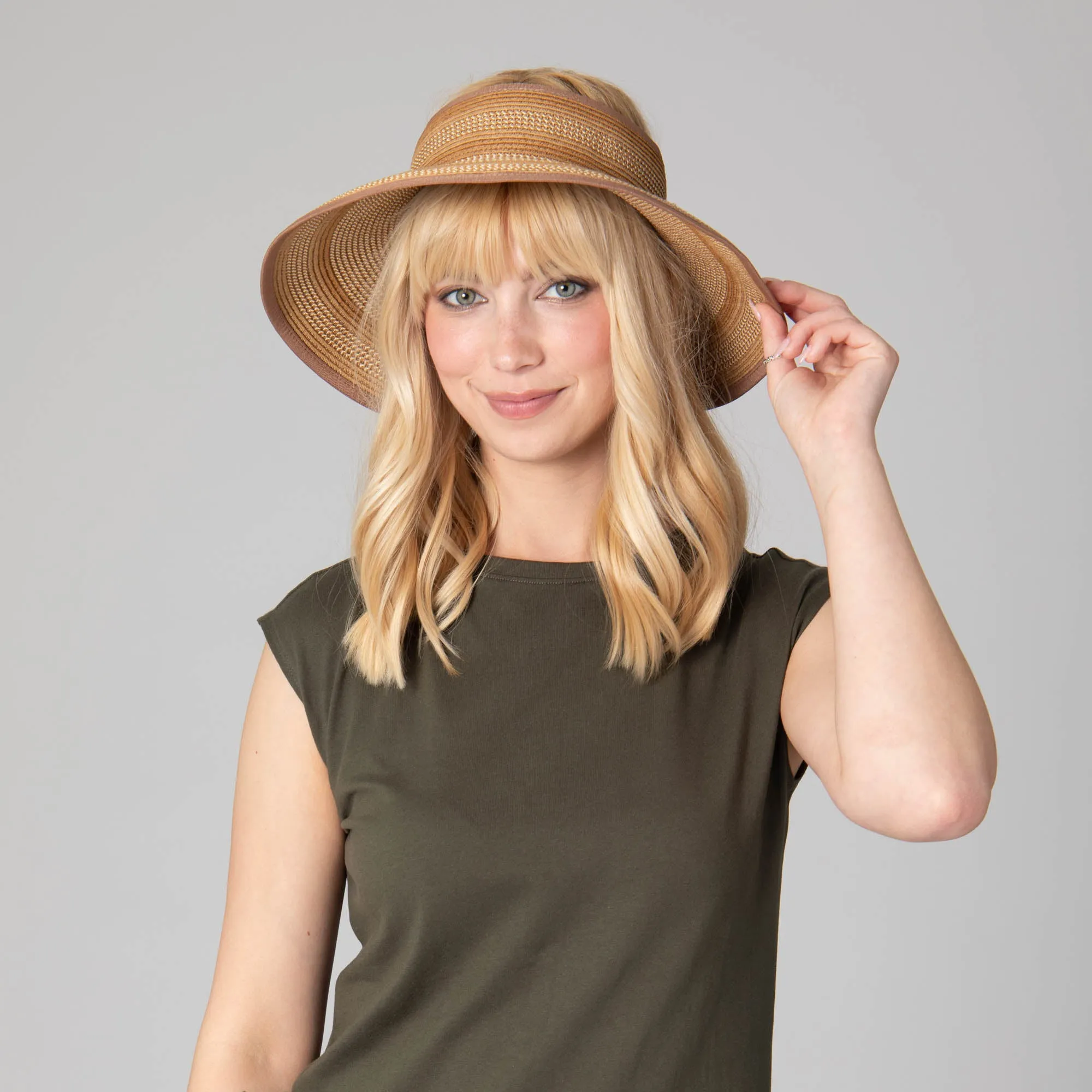 Women's Neutral Colored Ultrabraided Large Brim Packable Visor