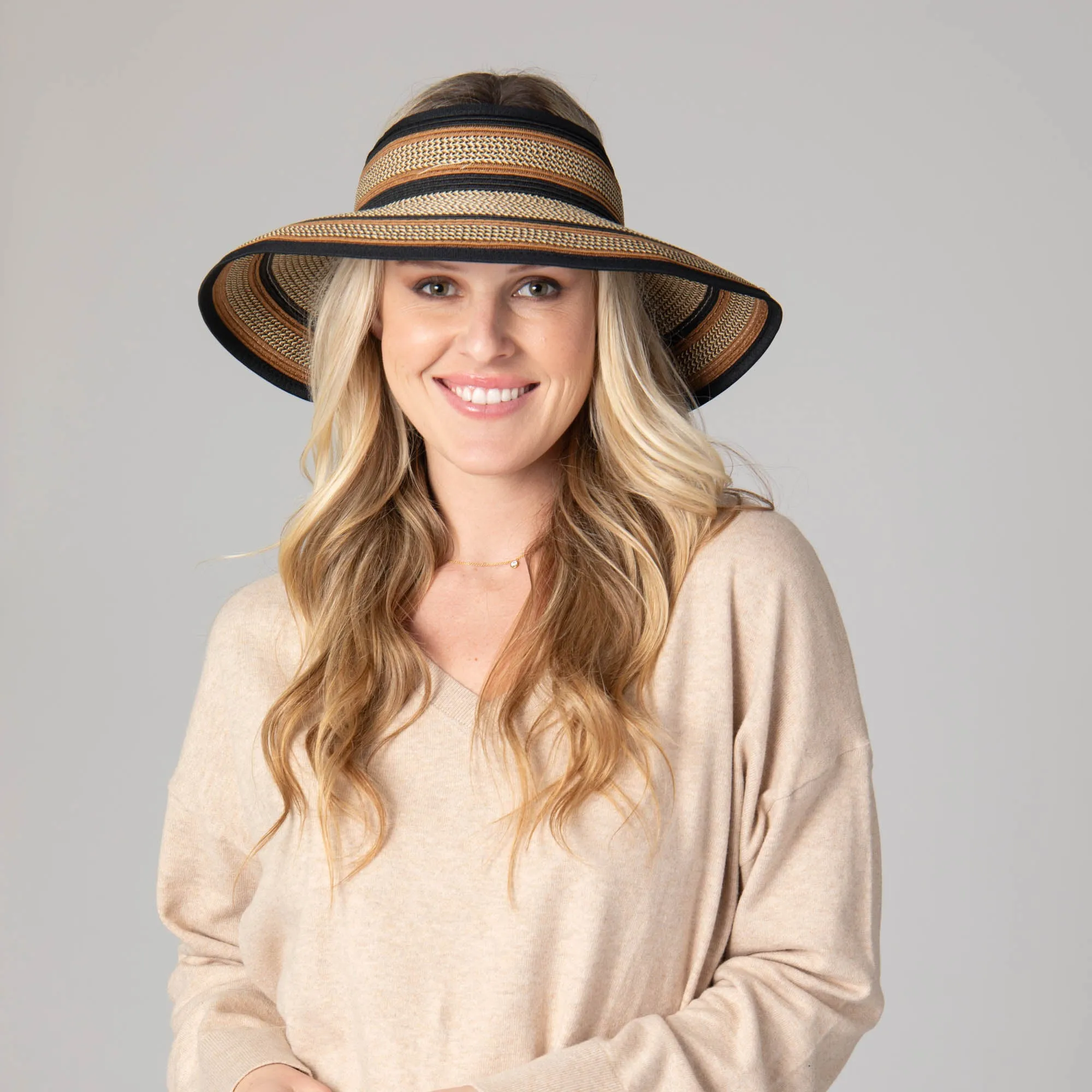 Women's Neutral Colored Ultrabraided Large Brim Packable Visor