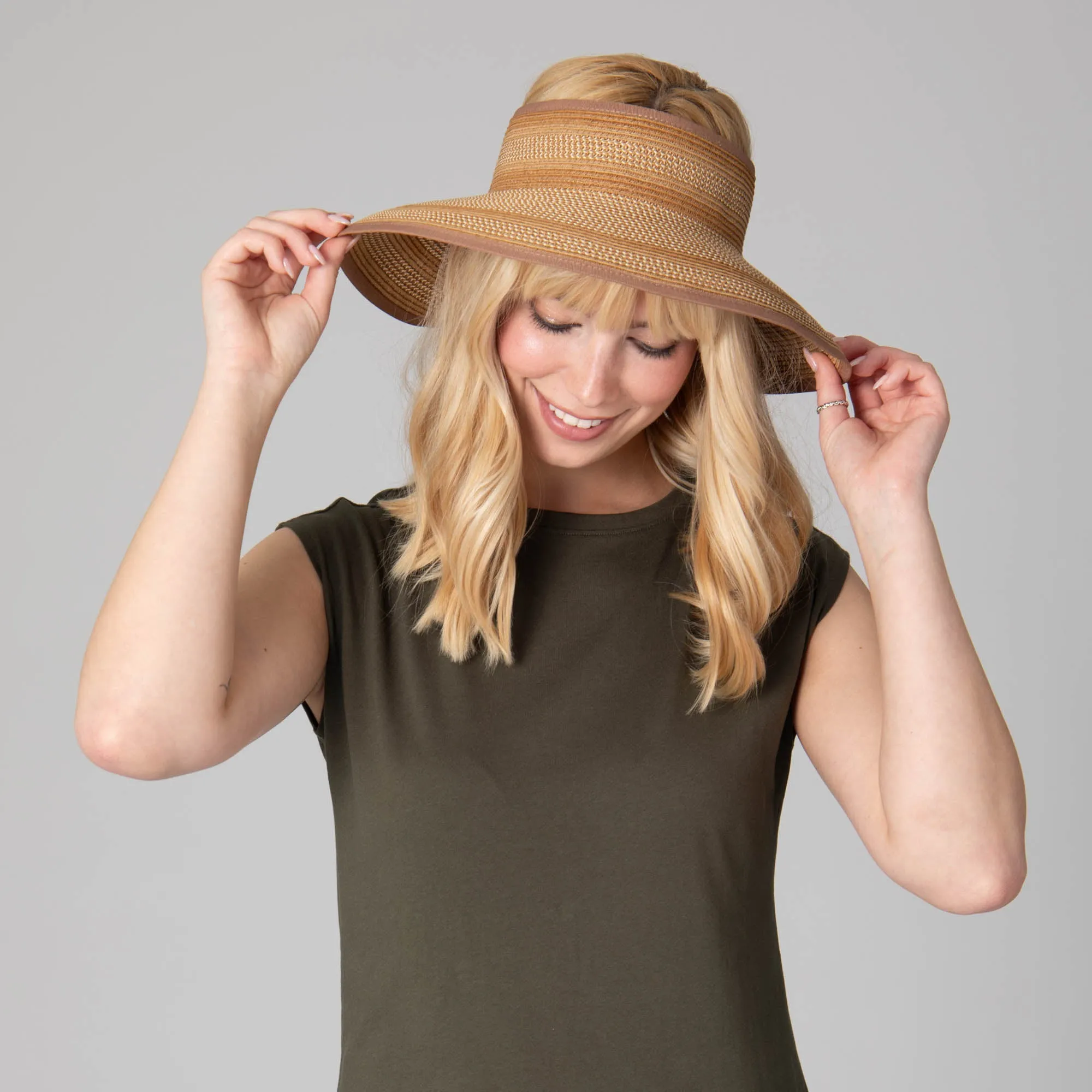 Women's Neutral Colored Ultrabraided Large Brim Packable Visor